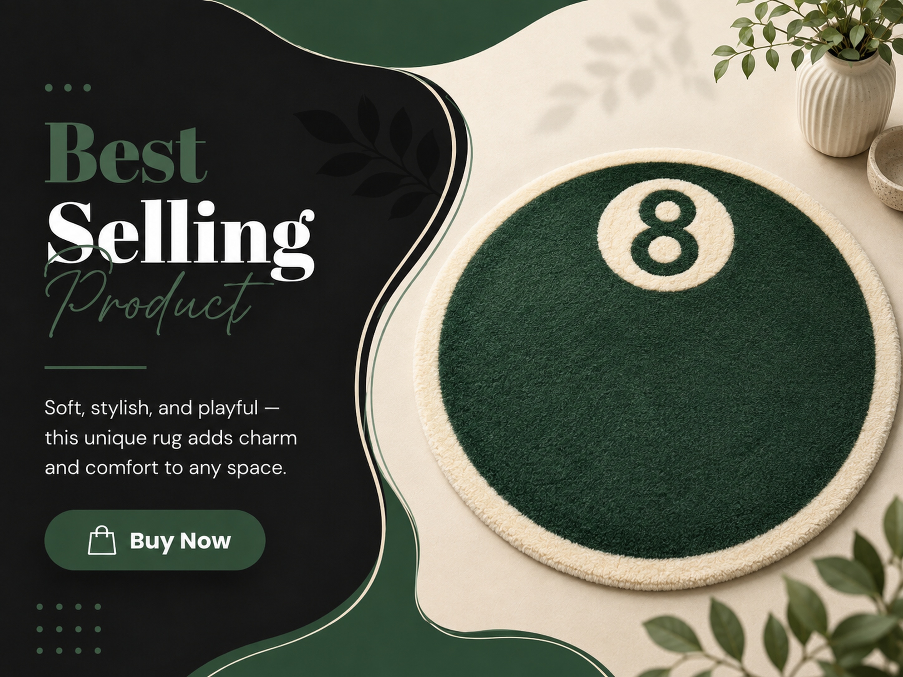 8-ball round tufted rug — Best Selling Product