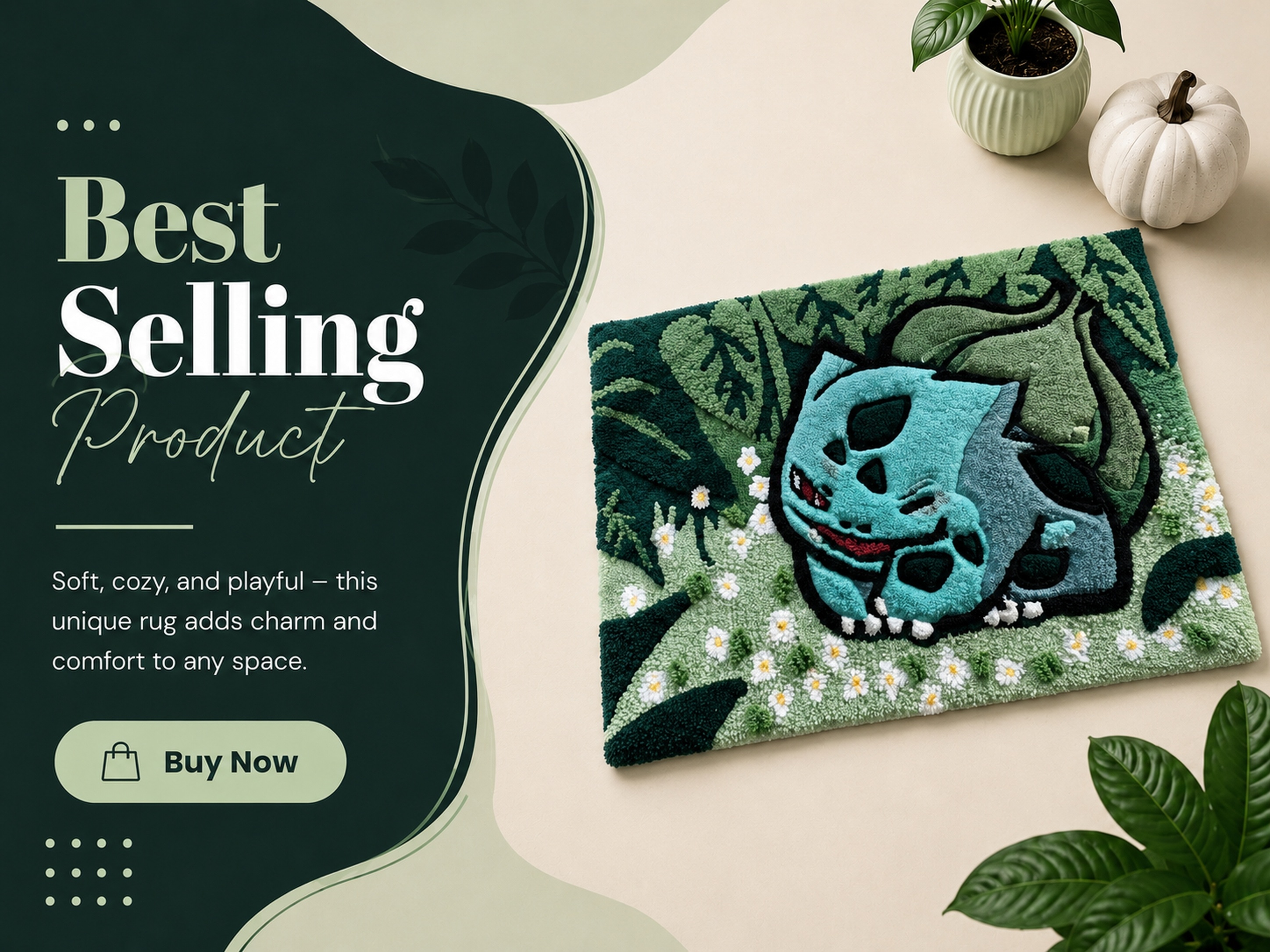 Bulbasaur tufted rug — Best Selling Product