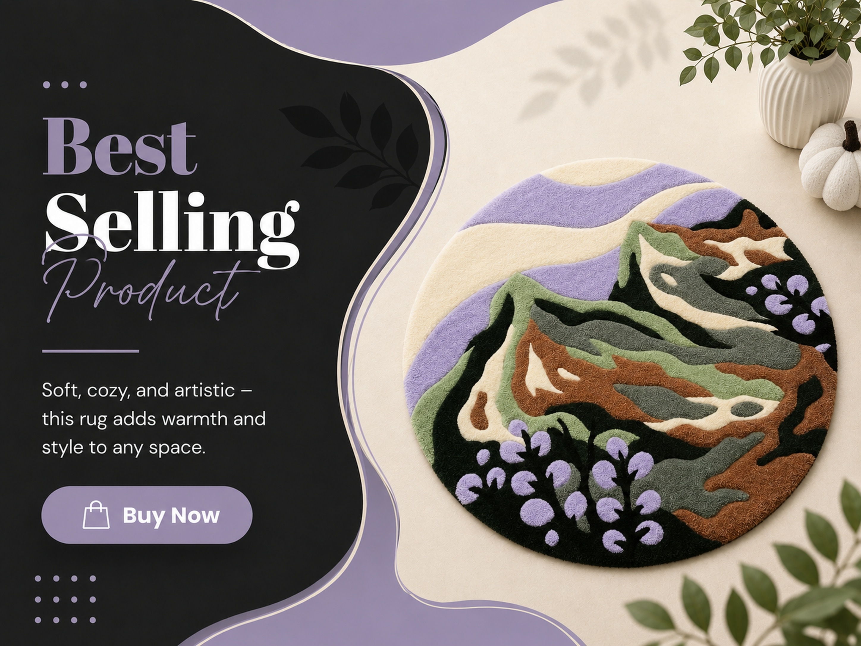 Mountain landscape round tufted rug — Best Selling Product