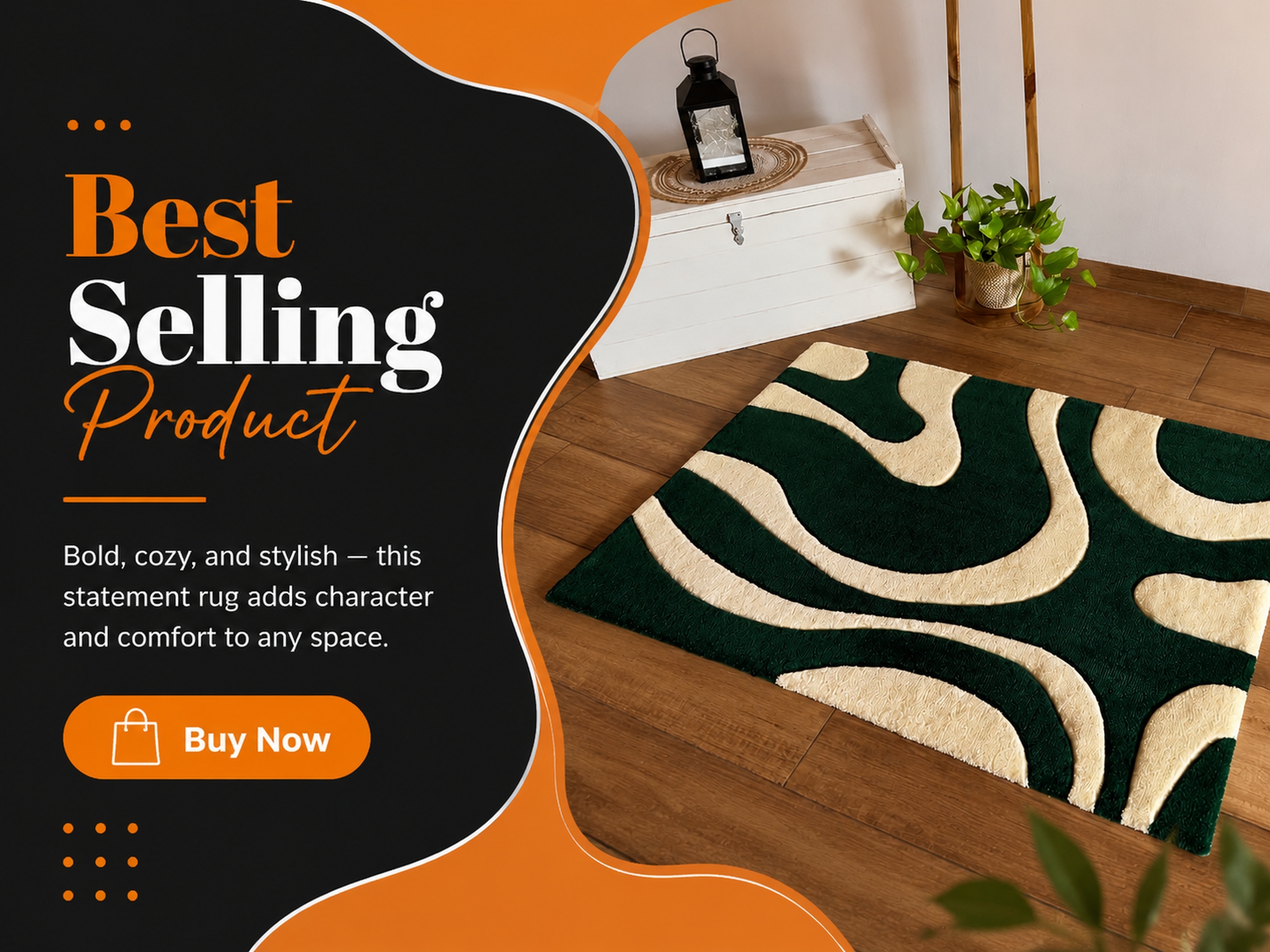 Green and cream swirl tufted rug — Best Selling Product